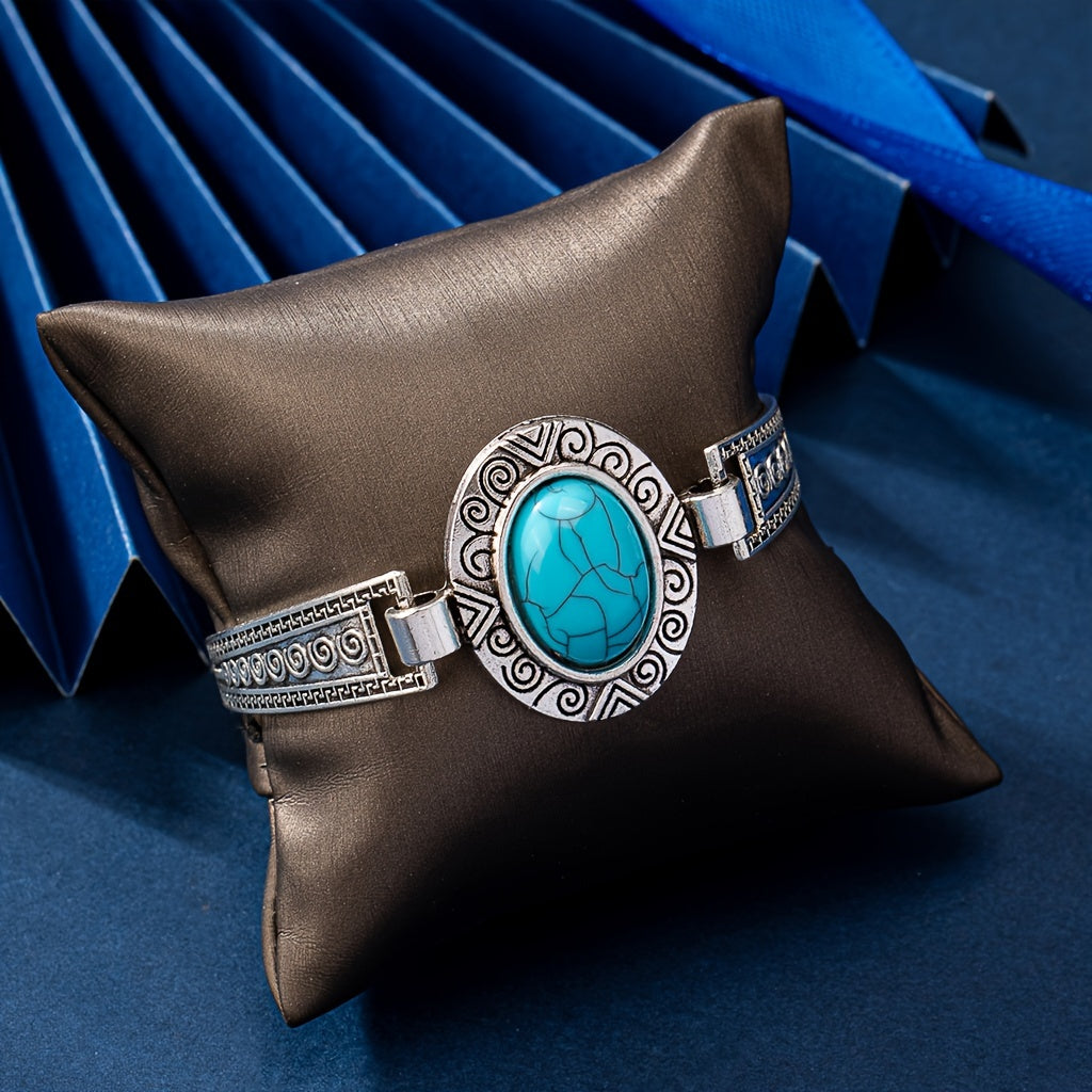 Vintage Turquoise Accent Vintage Silver Bracelet