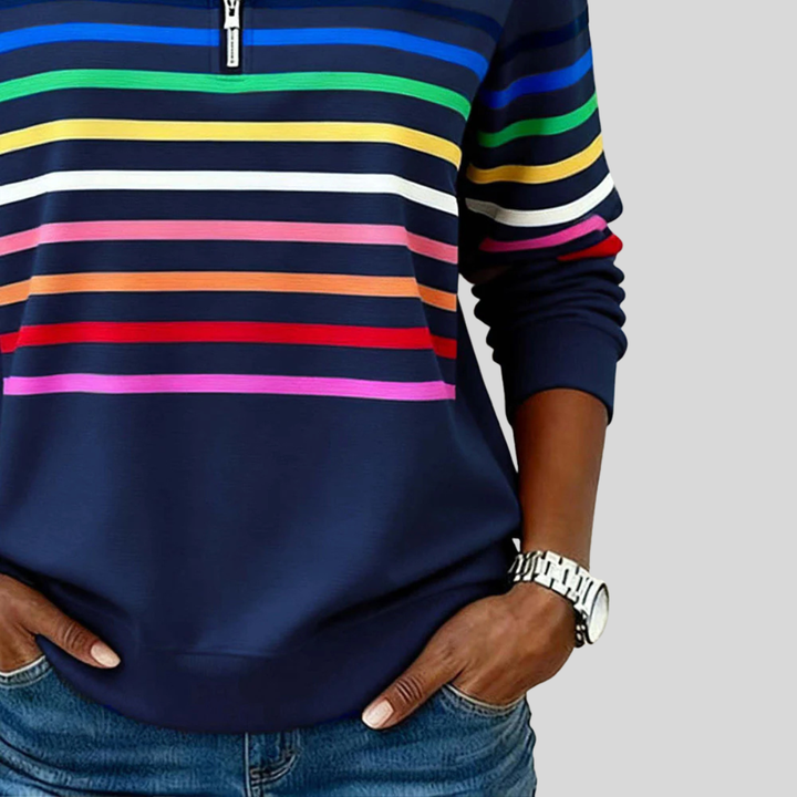 Fantine | Striped Quarter Zip Sweatshirt