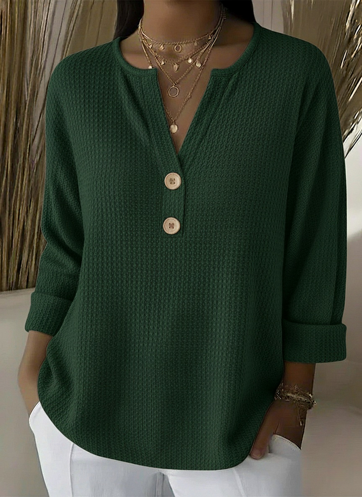 Joséphine | Waffle Knit Henley Top