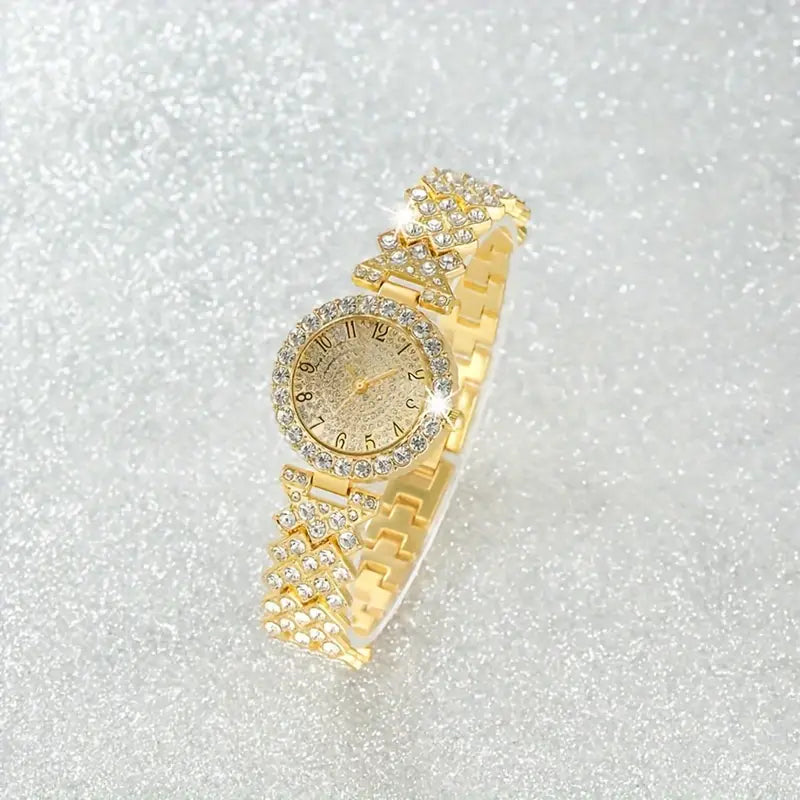 Luxe Radiance Gold Watch & Bracelet Set