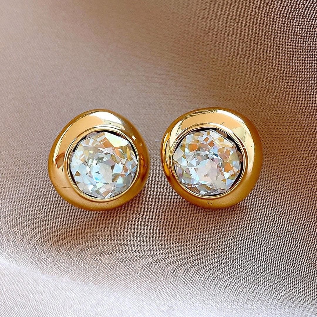 Timeless Gold Round Cubic Zirconia Earrings