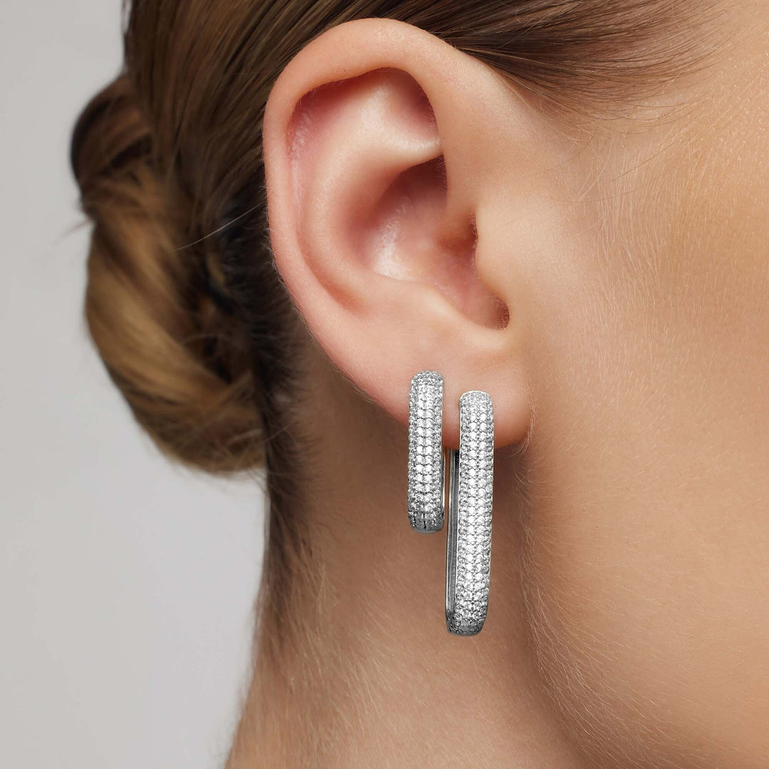 Icon Pavé Hoops | White Gold