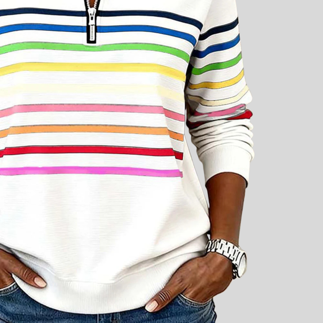 Fantine | Striped Quarter Zip Sweatshirt