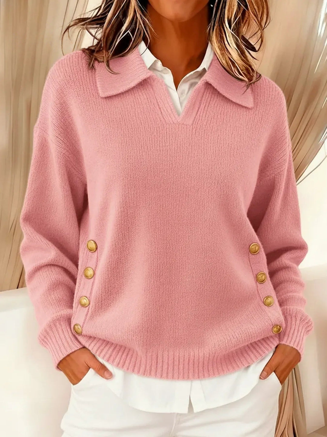 Thérèse | Buttoned Polo Collar Jumper