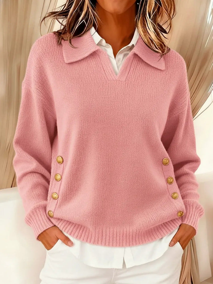 Thérèse | Buttoned Polo Collar Jumper