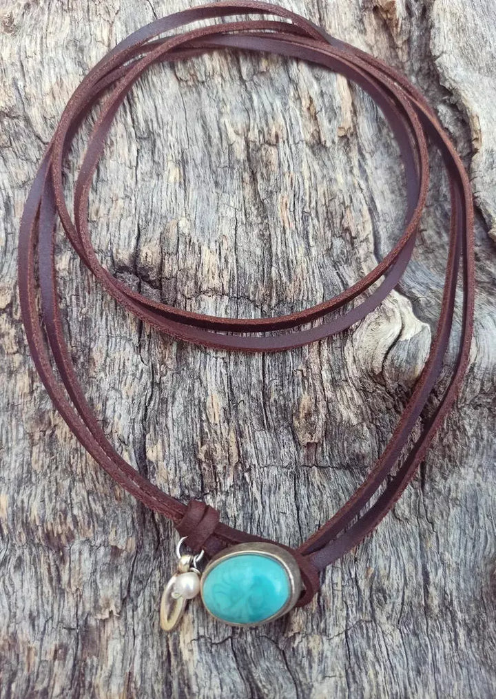 Vintage Turquoise Pearl Multi Layered Necklace