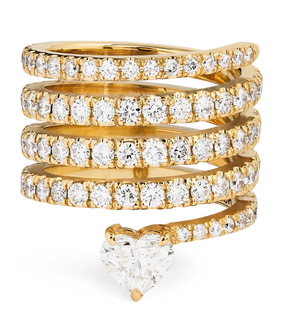 Antique Gold Cubic Zirconia Heart Ring
