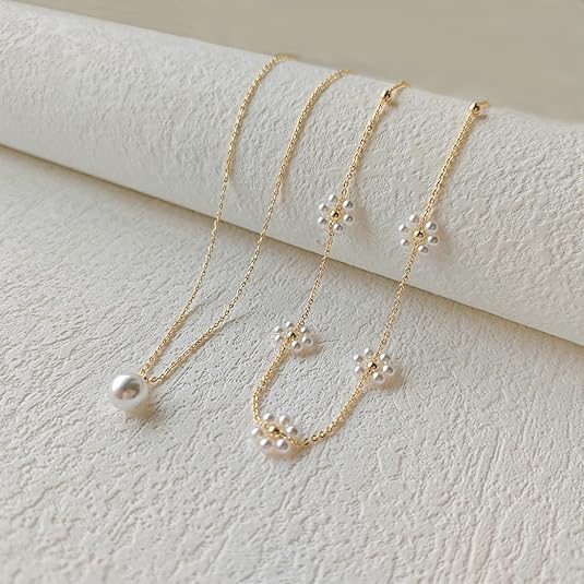 Floral Pearl Layered Necklace