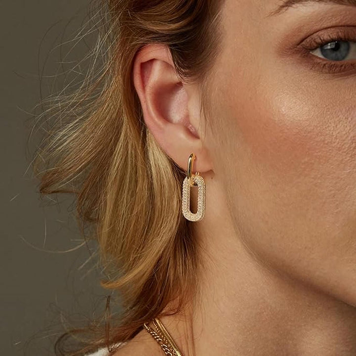 Retro Geometric Crystal Earrings