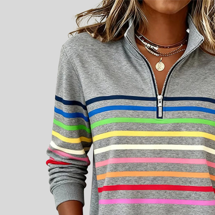Fantine | Striped Quarter Zip Sweatshirt