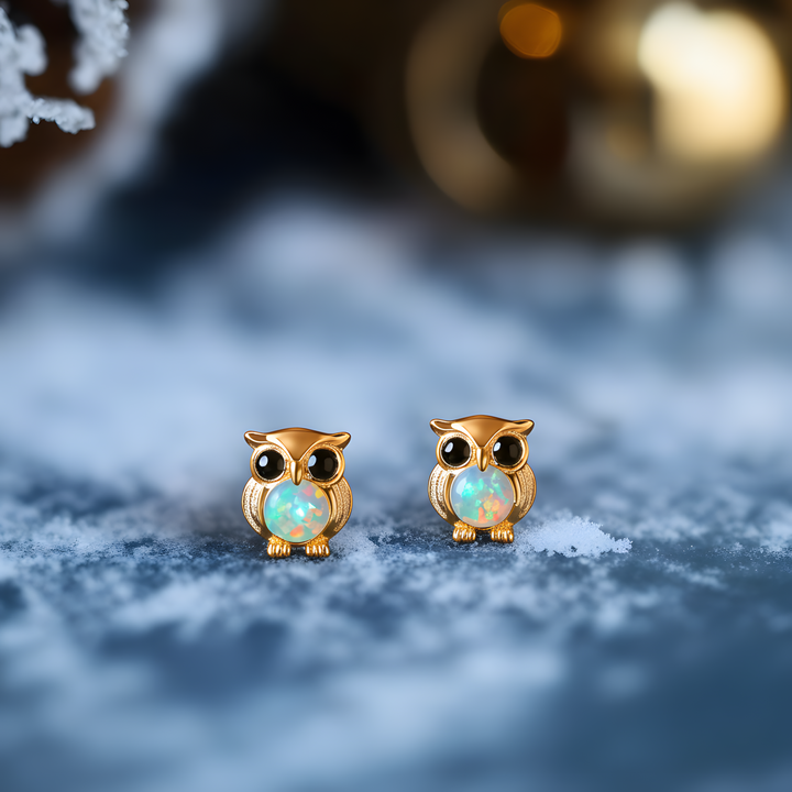 Owl Opal Stud Earrings