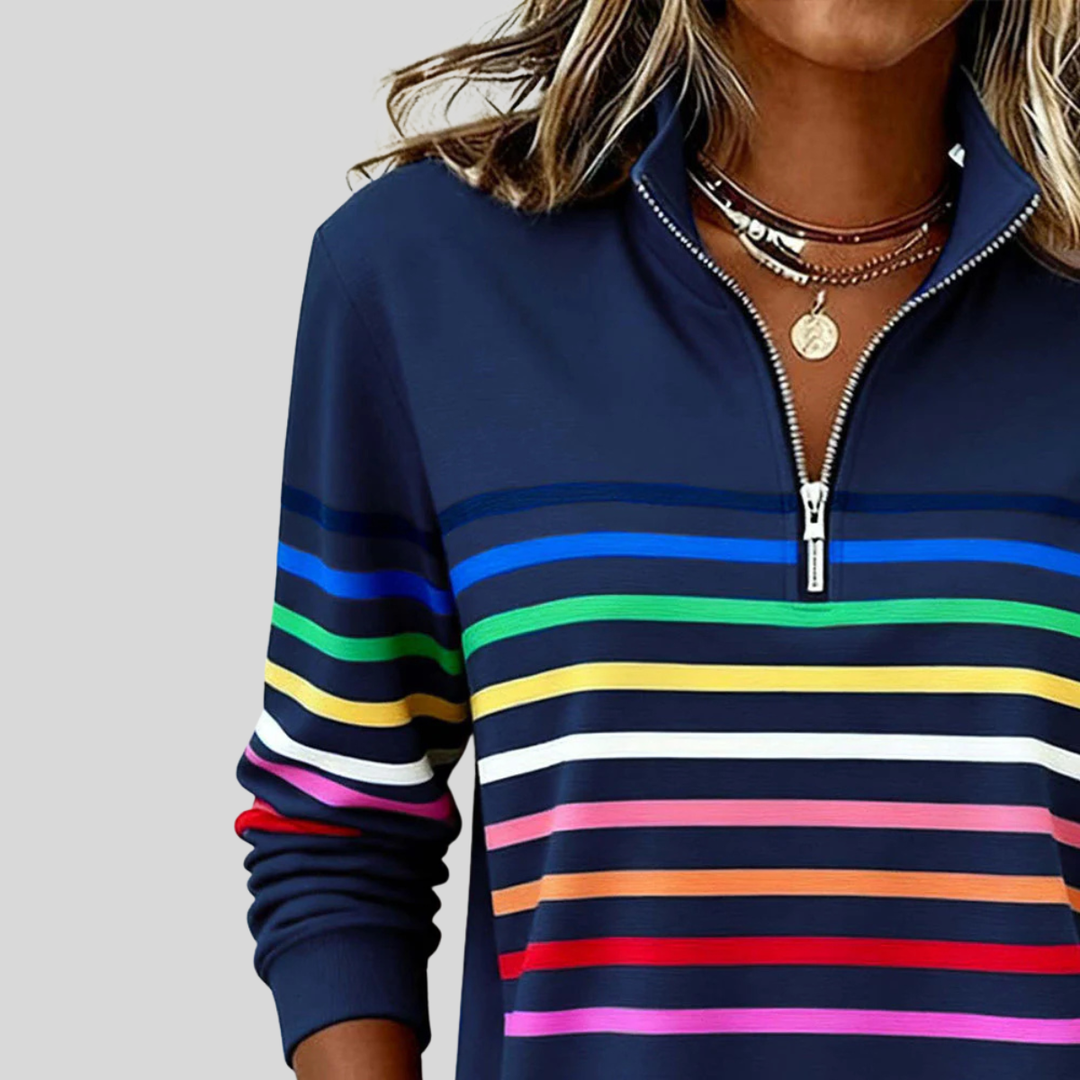 Fantine | Striped Quarter Zip Sweatshirt