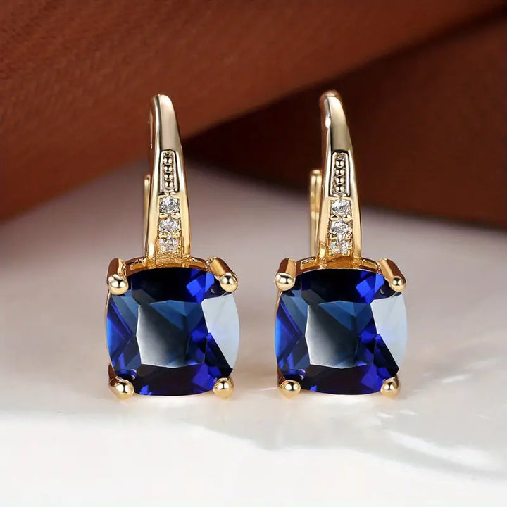 123 Mystic Sapphire Stone Hoop Earrings