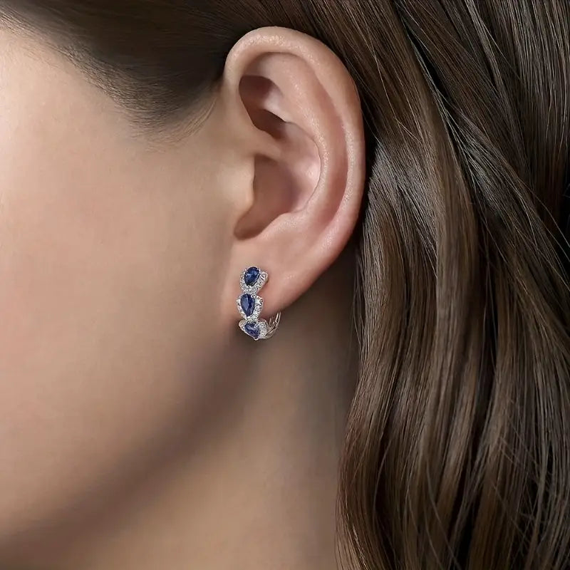 Royal Sapphire Crest Earrings (White Gold)