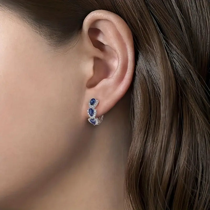 Royal Sapphire Crest Earrings (White Gold)