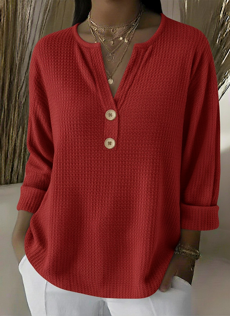 Joséphine | Waffle Knit Henley Top