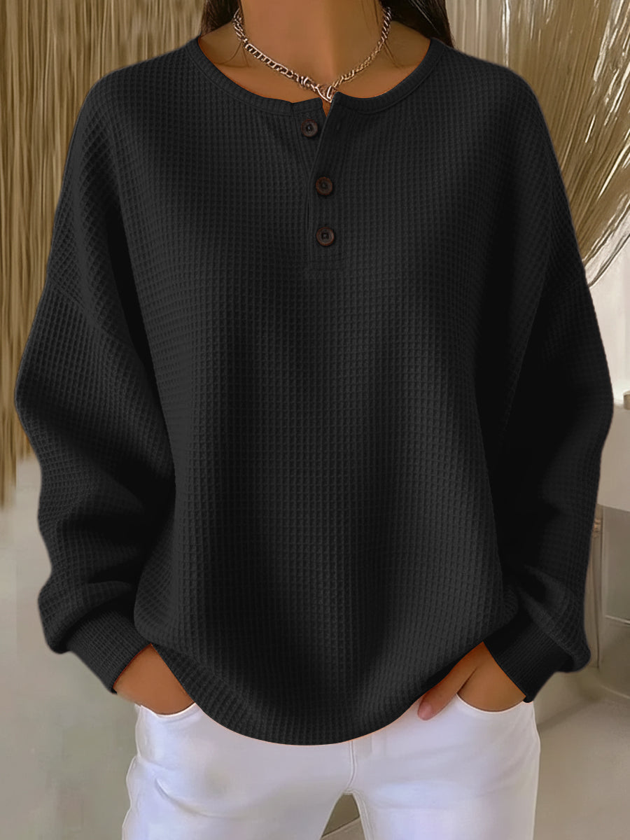 Berthe | Waffle Henley Sweatshirt