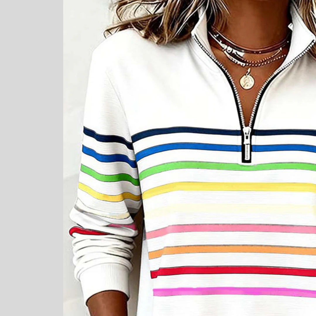 Fantine | Striped Quarter Zip Sweatshirt