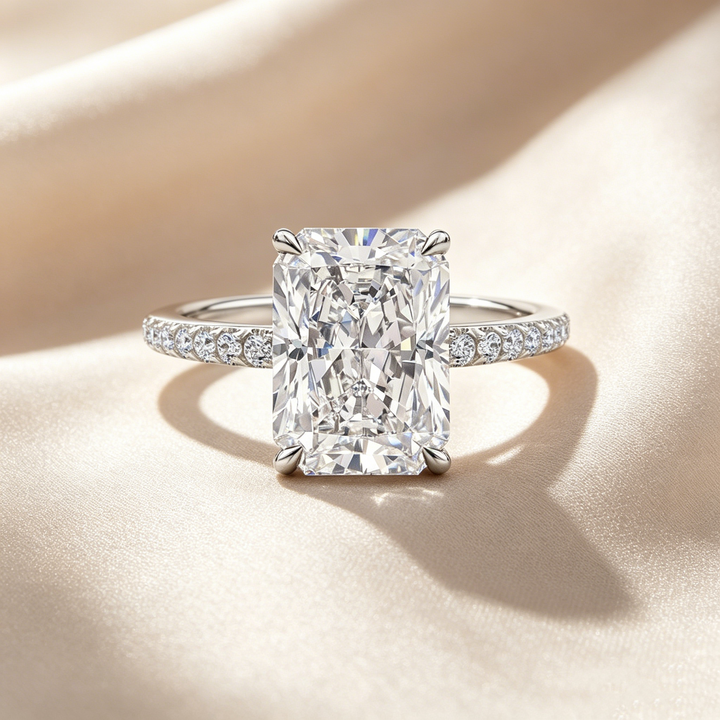 Radiant Cut Crystal Ring Set