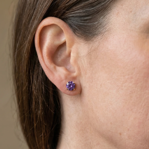 Amethyst Round Studs
