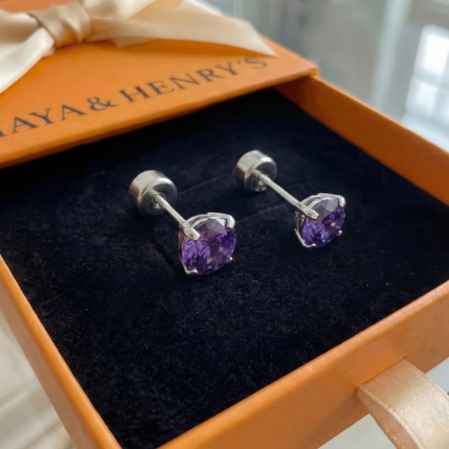 Amethyst Round Studs
