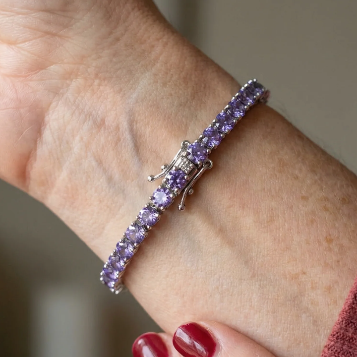 Amethyst Tennis Bracelet (White Gold)