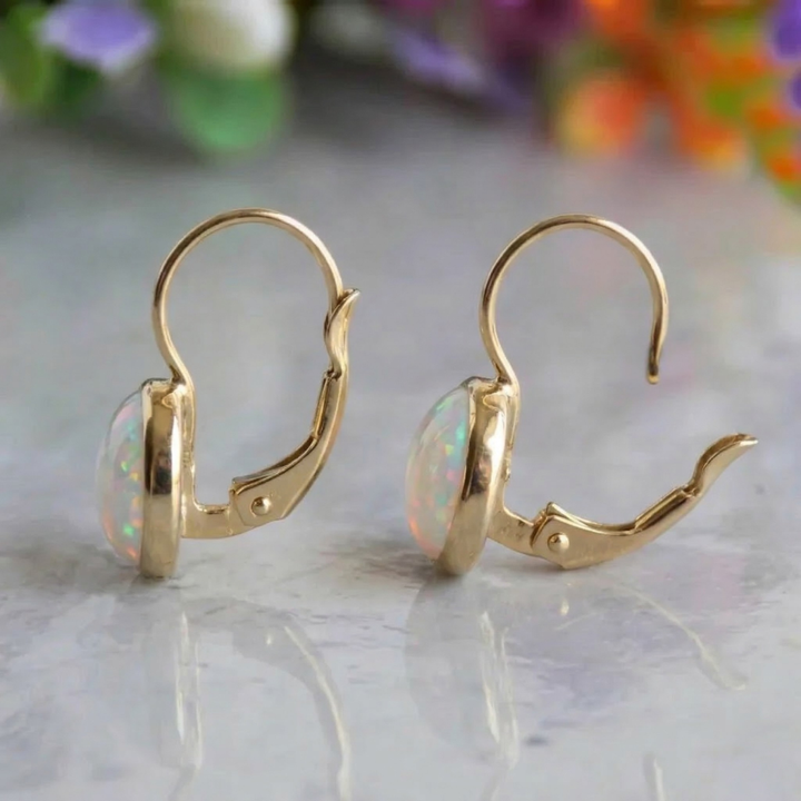 Antique Opal Glow Earrings (Gold)