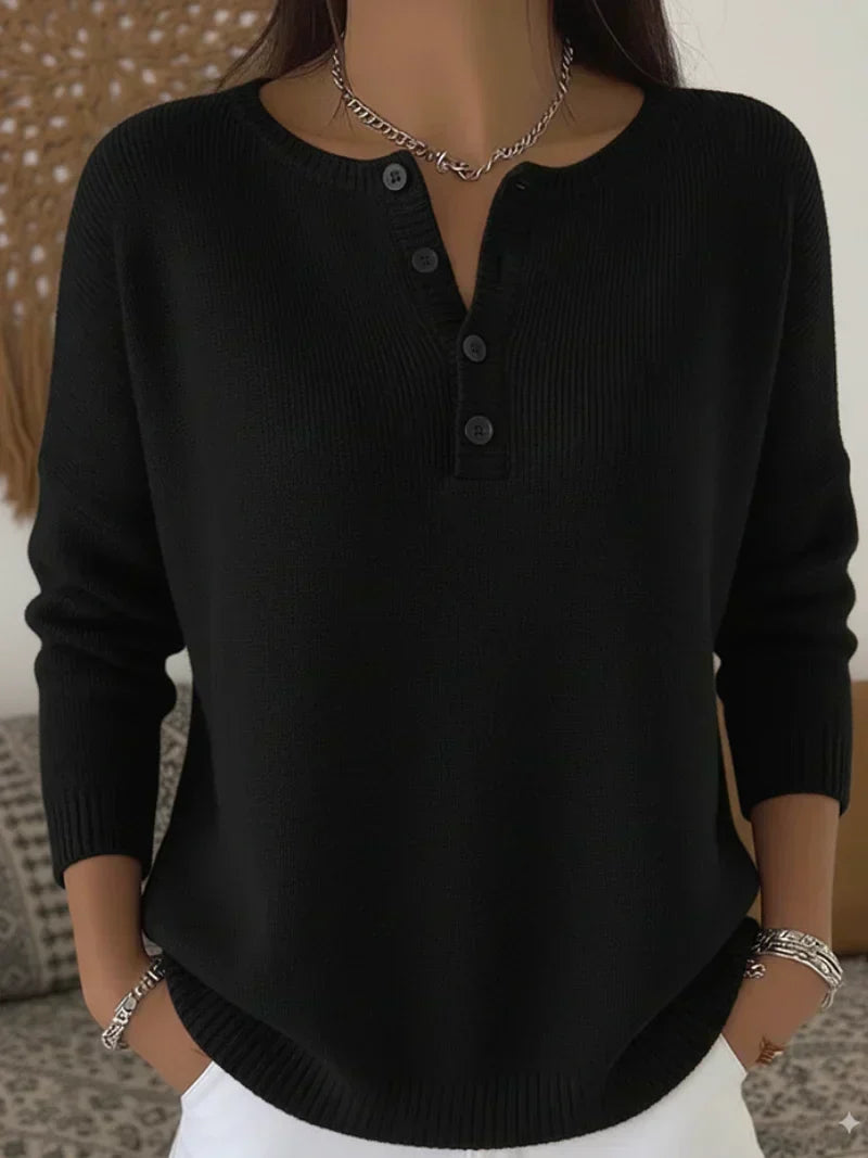 Louise | Henley Button Knit Jumper