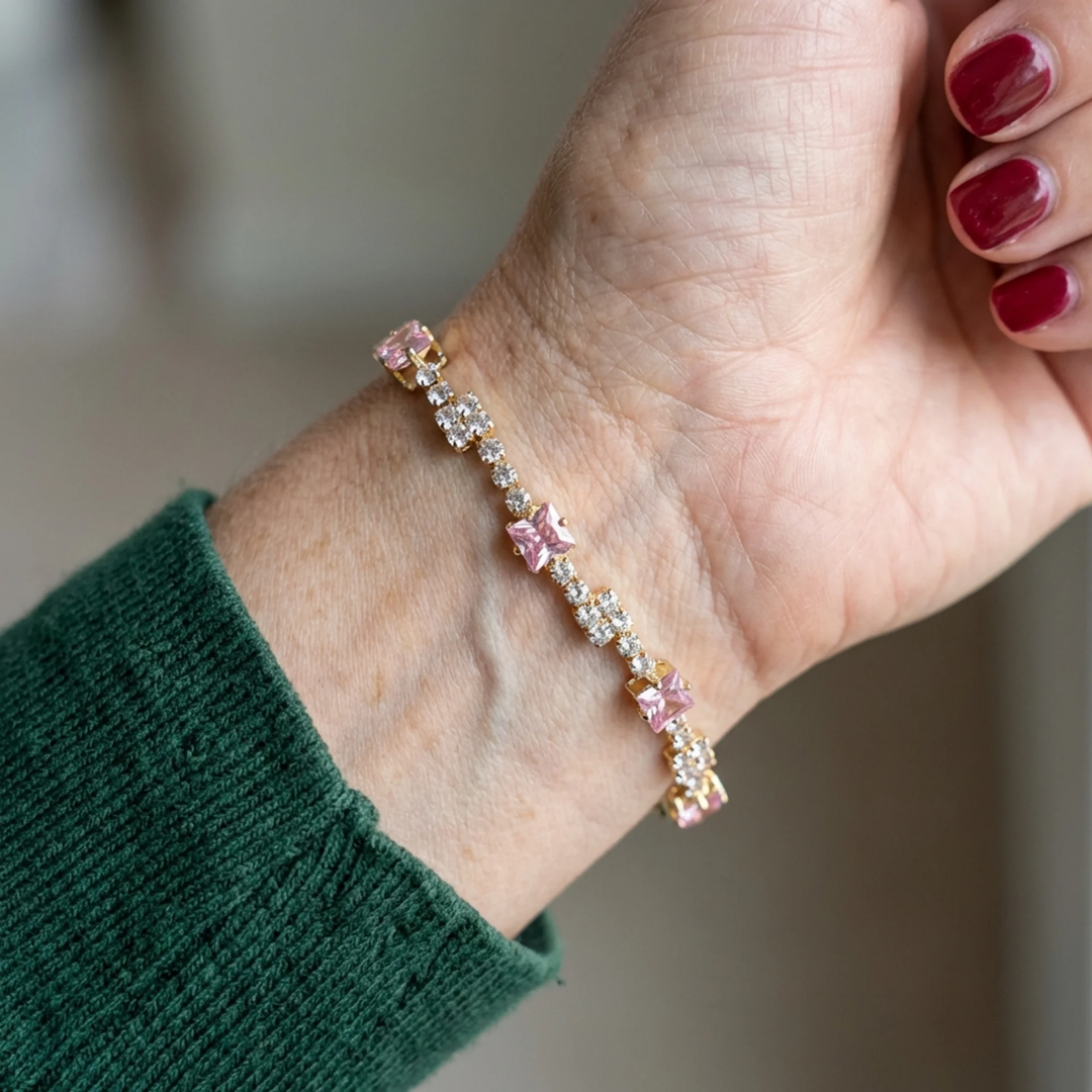 Blush Squares Tennis Bracelet