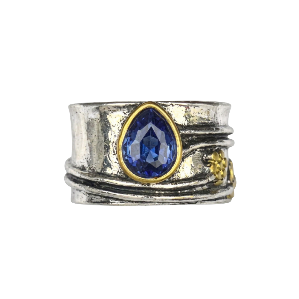 Bohemian Gemstone Meditation Ring (White Gold)