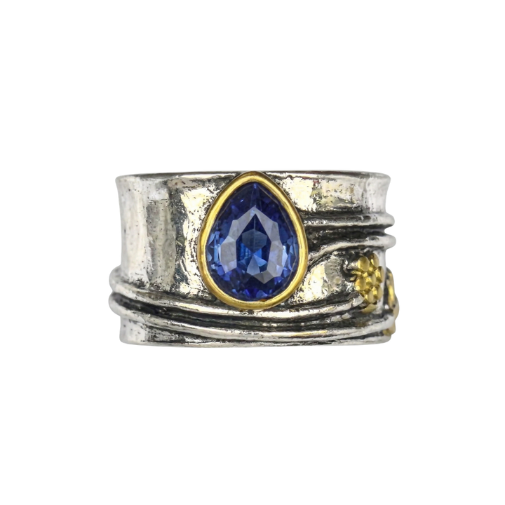 Bohemian Gemstone Meditation Ring (White Gold)
