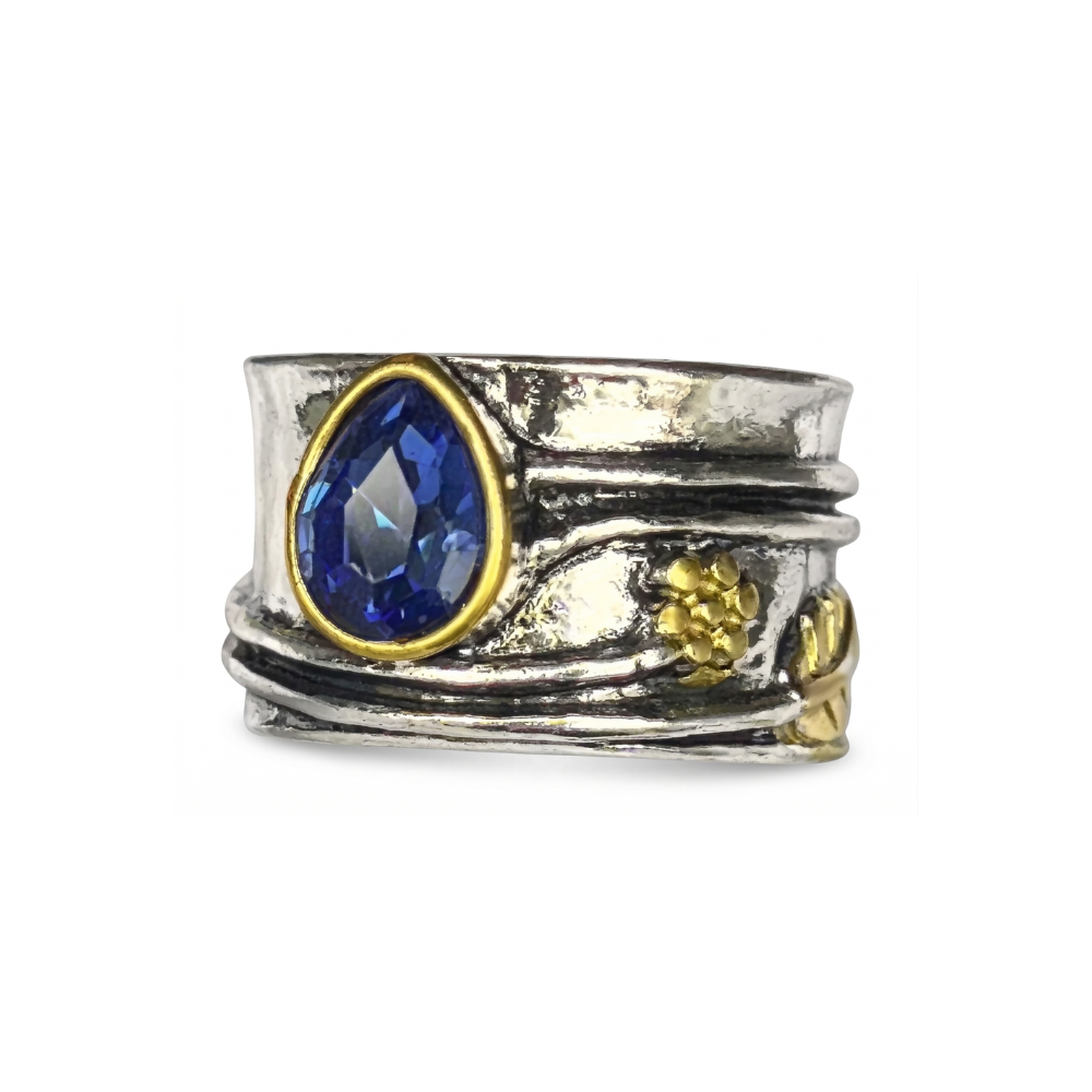 Bohemian Gemstone Meditation Ring (White Gold)
