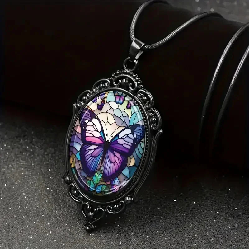 Luminous Butterfly Cameo Necklace