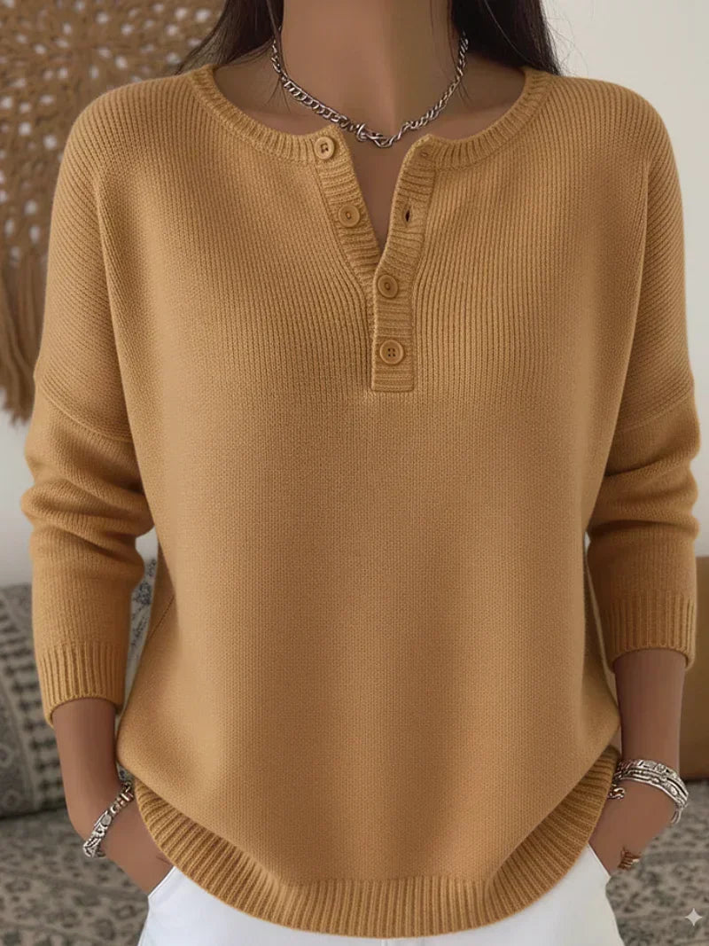 Louise | Henley Button Knit Jumper