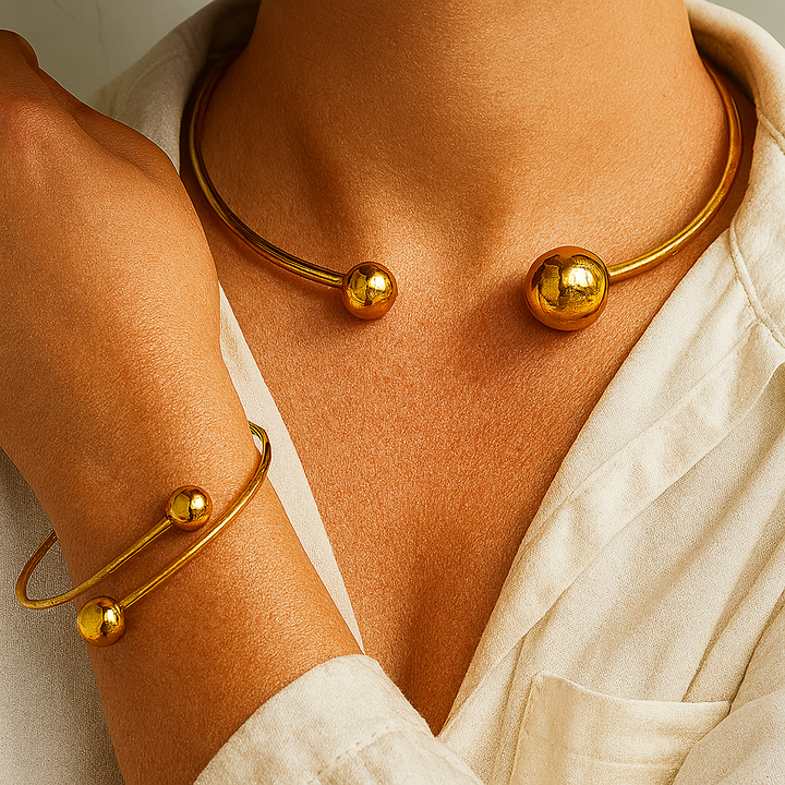Minimalist Glow Collar & Cuff Bracelet Set