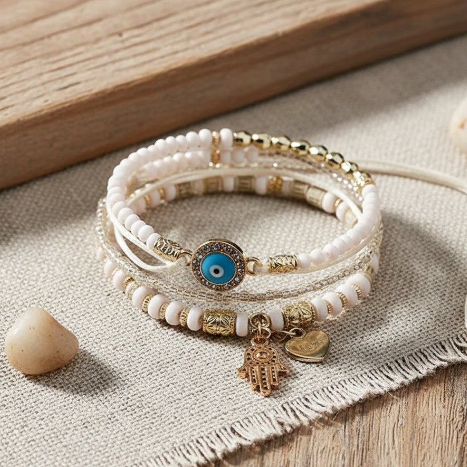 Elegant Gold Hamsa Bracelet Bundle