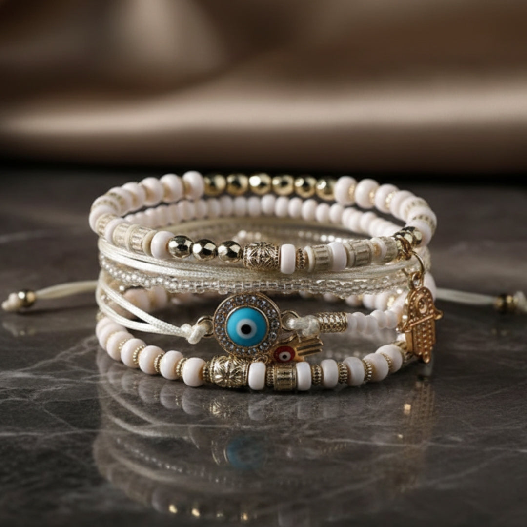 Elegant Gold Hamsa Bracelet Bundle