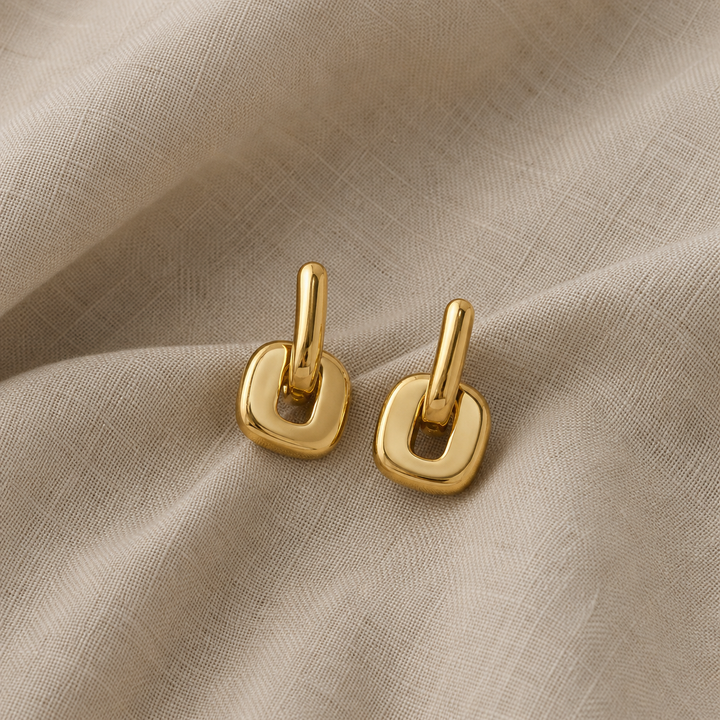 Minimalist Two-Tone Oval Earrings