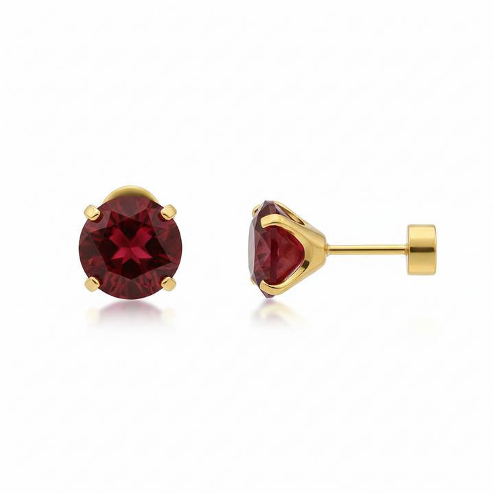 Ruby Round Stud Earrings