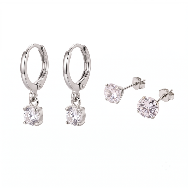 Larmes de Lune Stone Earrings Set (White Gold)