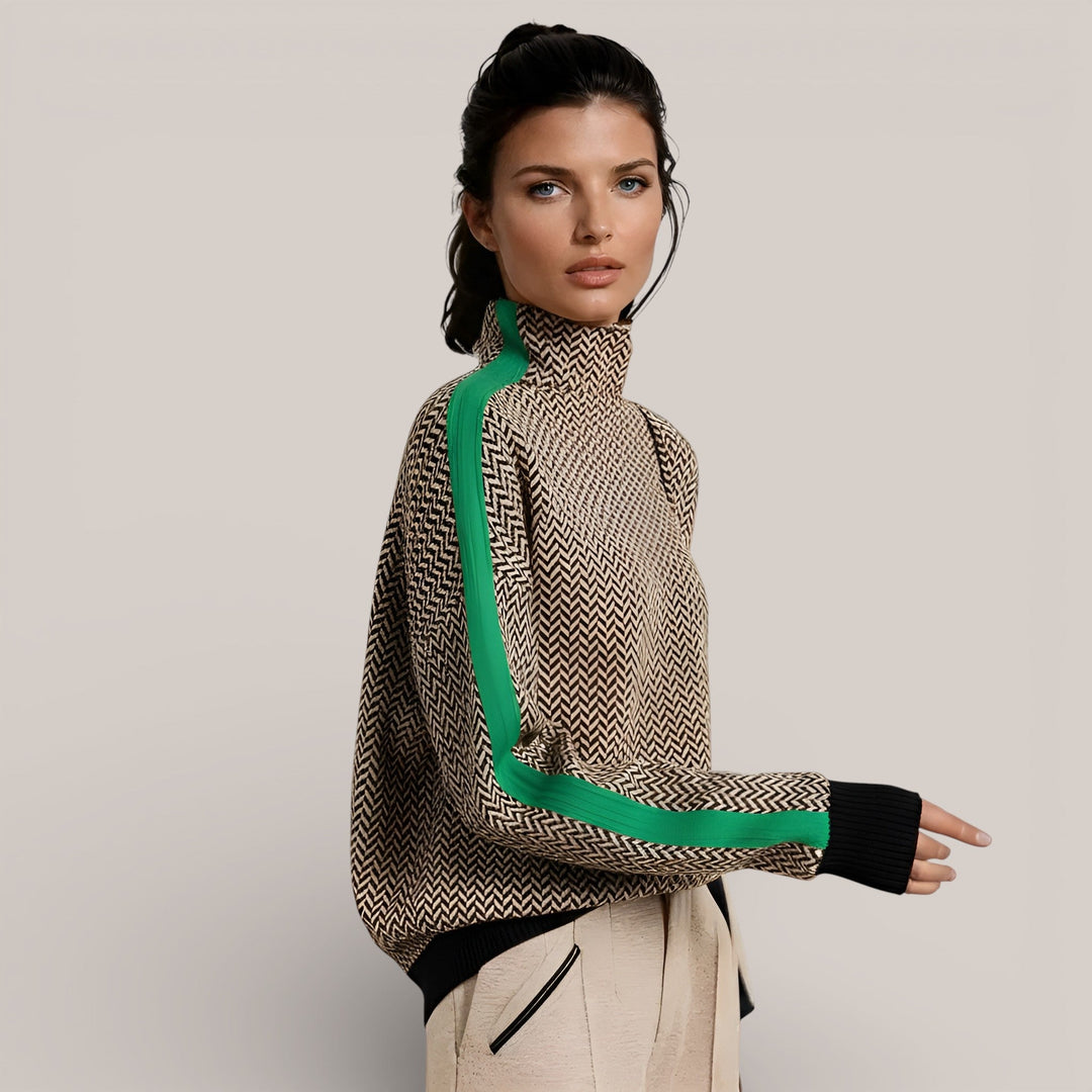 Camille | Contrast Stripe Roll Neck Jumper