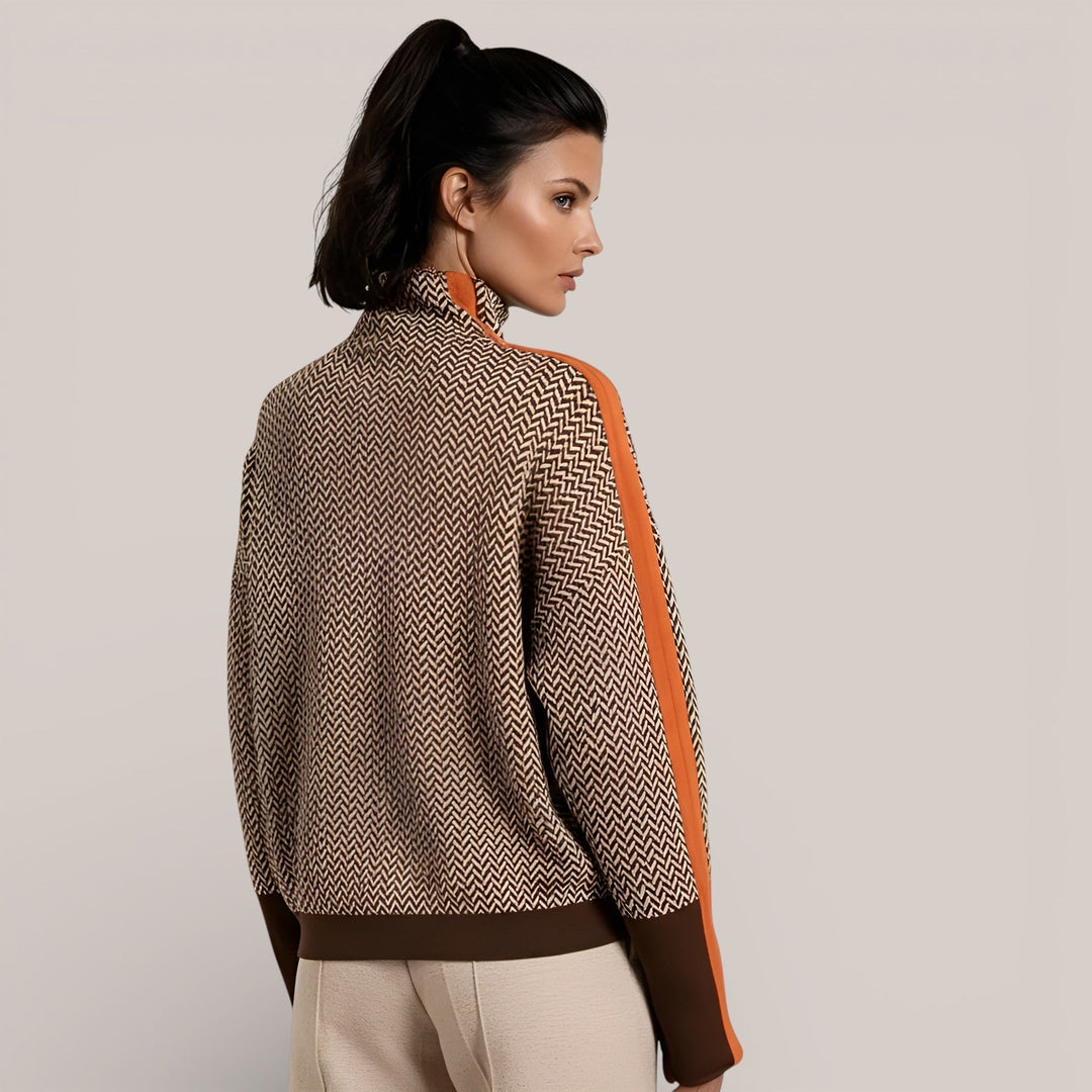 Camille | Contrast Stripe Roll Neck Jumper