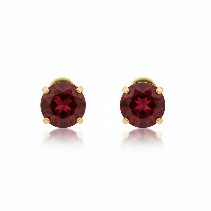 Ruby Round Stud Earrings
