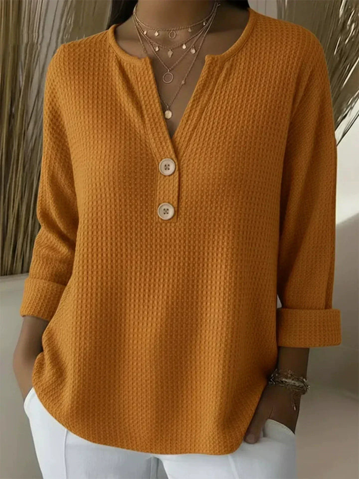 Joséphine | Waffle Knit Henley Top