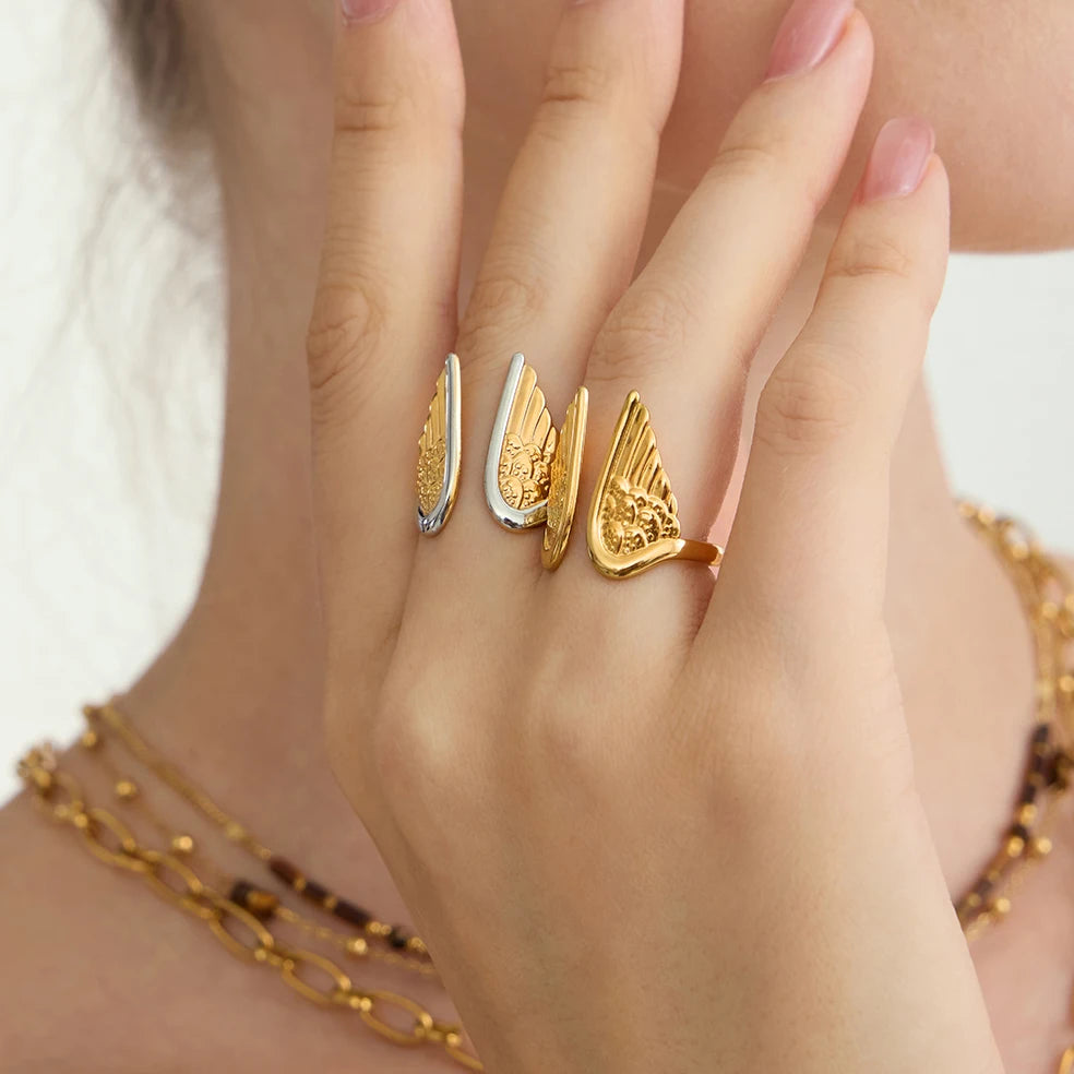 Two-Tone Angel Wing Ring