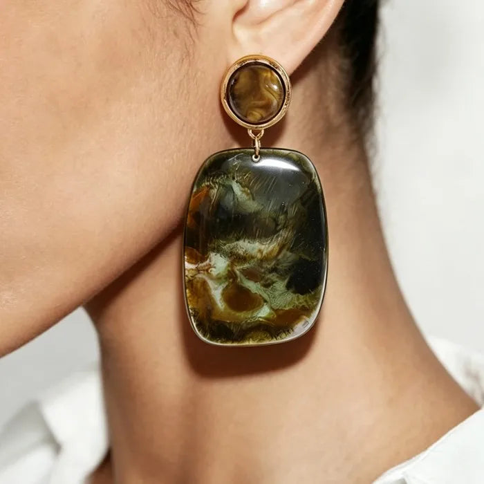 Resin Stone Drop Earrings