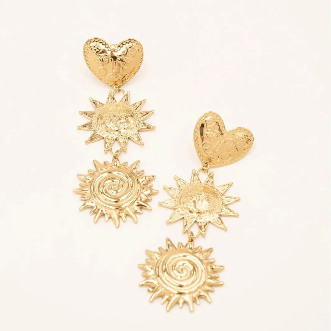 Sunburst Medallion Drop Earrings