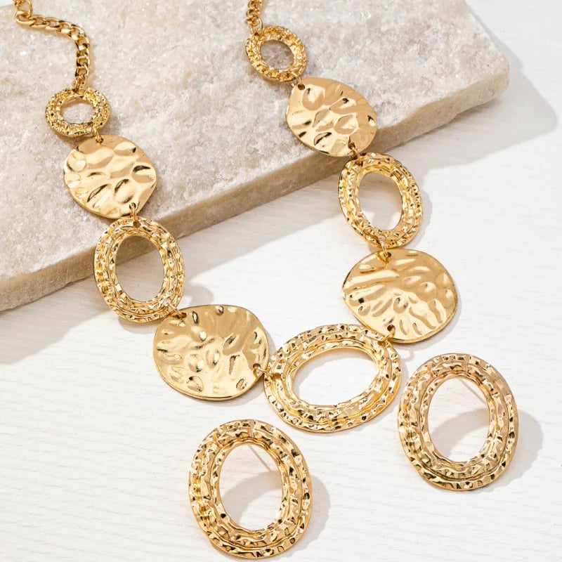 Gilded Link Necklace and Earring Set