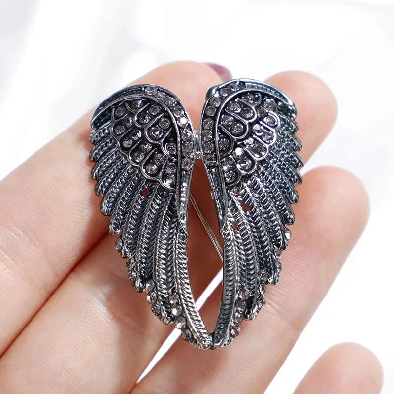 Crystal Angel Wing Brooch