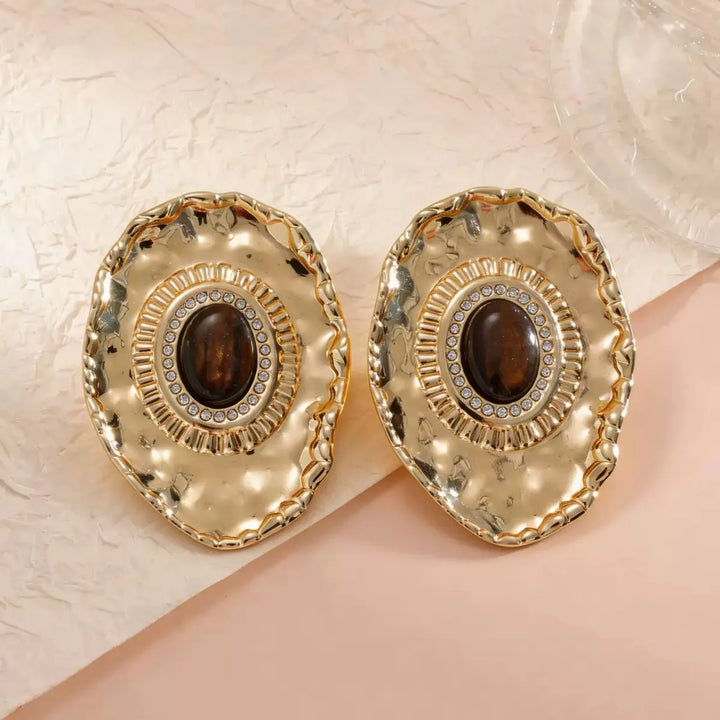 Oval Resin Halo Earrings
